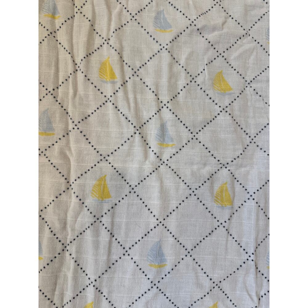 Janie and jack white black blue and yellow sailboat 100% cotton swaddle